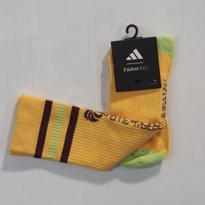 Adidas Farm Rio Crew Socks Womens Large Yellow Palm Tree Tropical Stripe JJ1693